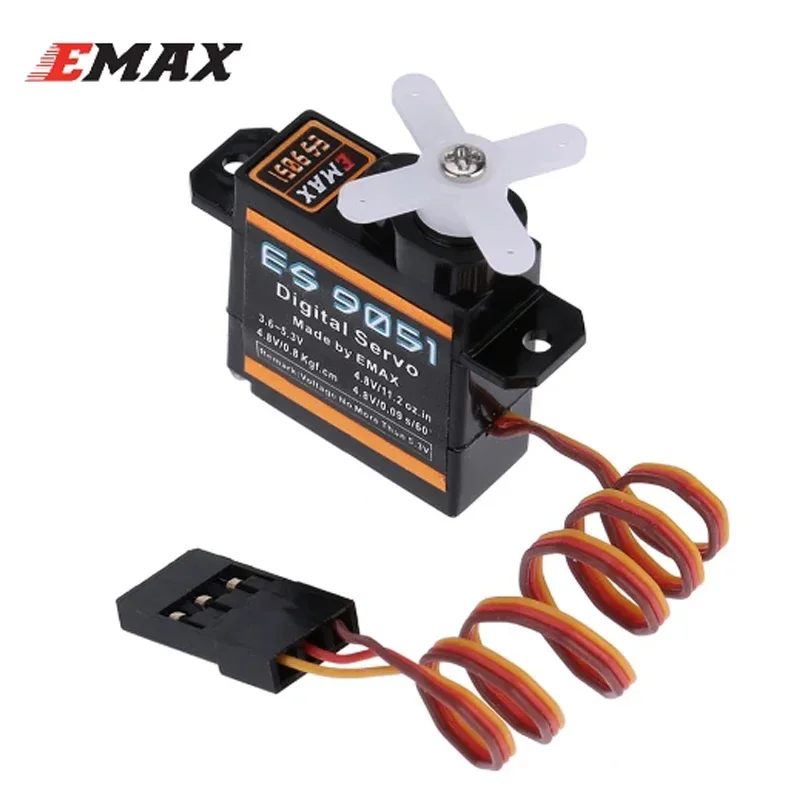 4pcs Emax ES9051 Digital Mini Servo Futaba JR Plug For 3D F3P Airplanes Helicopter Car RC Accessories Toy For RC Model