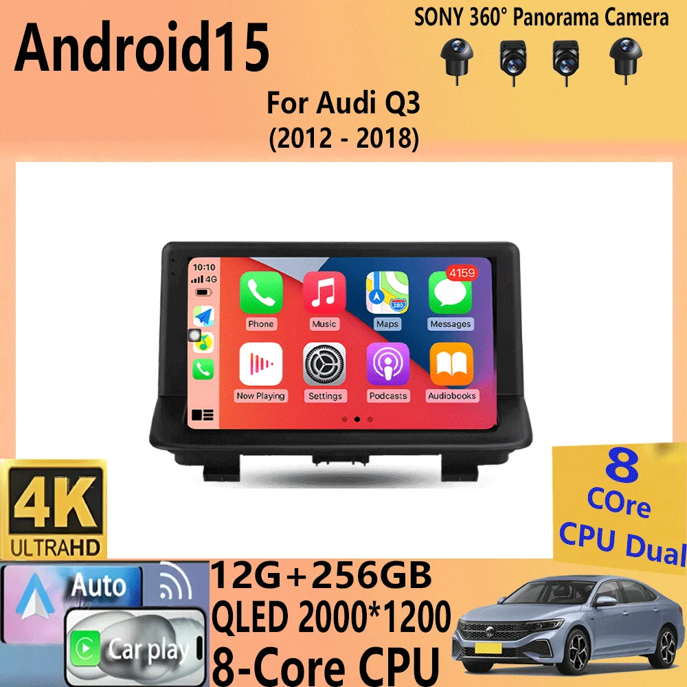 

Автомобильный радиоприемник Android 15, беспроводной CarPlay Auto для Audi Q3 2012-2018 DSP, мультимедийный видеоплеер, GPS, стерео, авторадио, головное устройство, WIFI