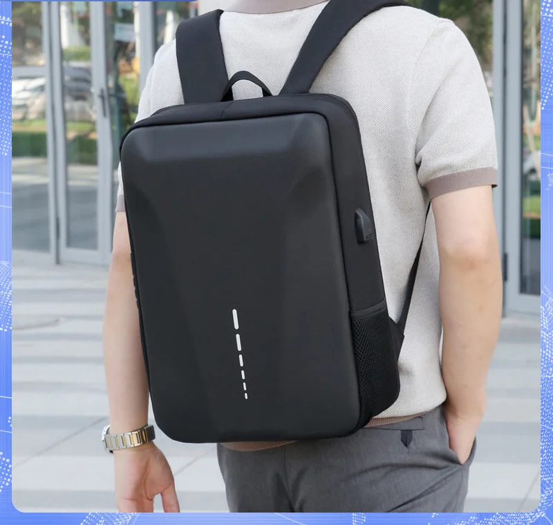 Three-dimensional hard case backpack usb charging interface with password lock business commuter bag