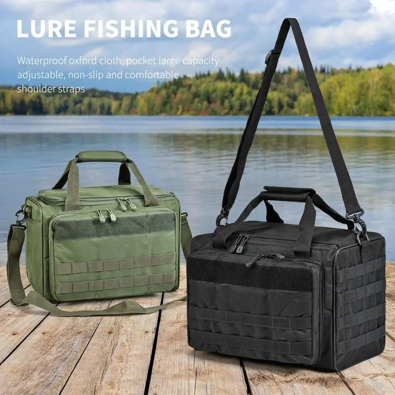 Tackle Box Bag Oxford Cloth Fishing Tackle Wraps Water-Resistant Fishing Lure Bags Portable Tackle Shoulder Bag With Shoulder