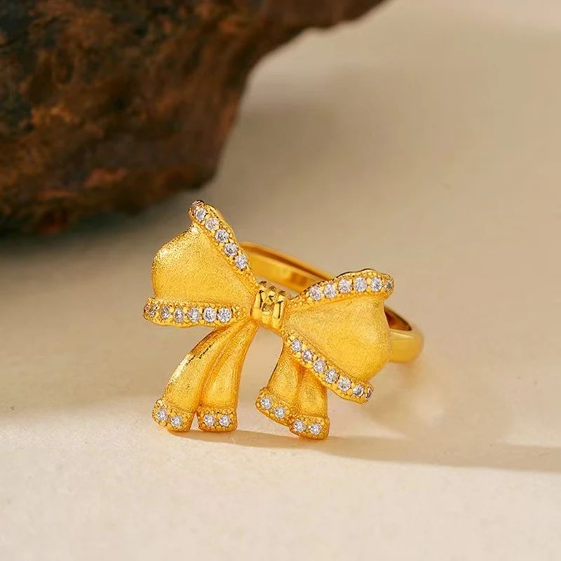 

Italian simple fashion Princess on the run brushed bow necklace pendant Light luxury micro butterfly stud earrings