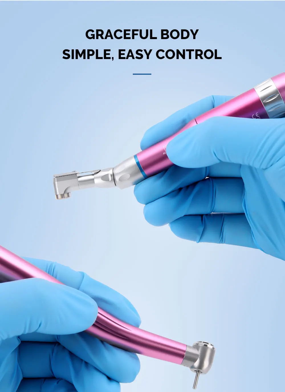 AZDENT Set Dental Hochgeschwindigkeits-Handstück LED Integrierter E-Generator Niedriggeschwindigkeits-Kit 2/4 Löcher Druckknopf Keramiklager Luftscaler – Detail 5