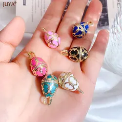 JUYA Plated Gold Pendant Zircon Enamel Charm Bohemia Style Jewelry Findings For DIY Making Earrings Necklaces Accessories