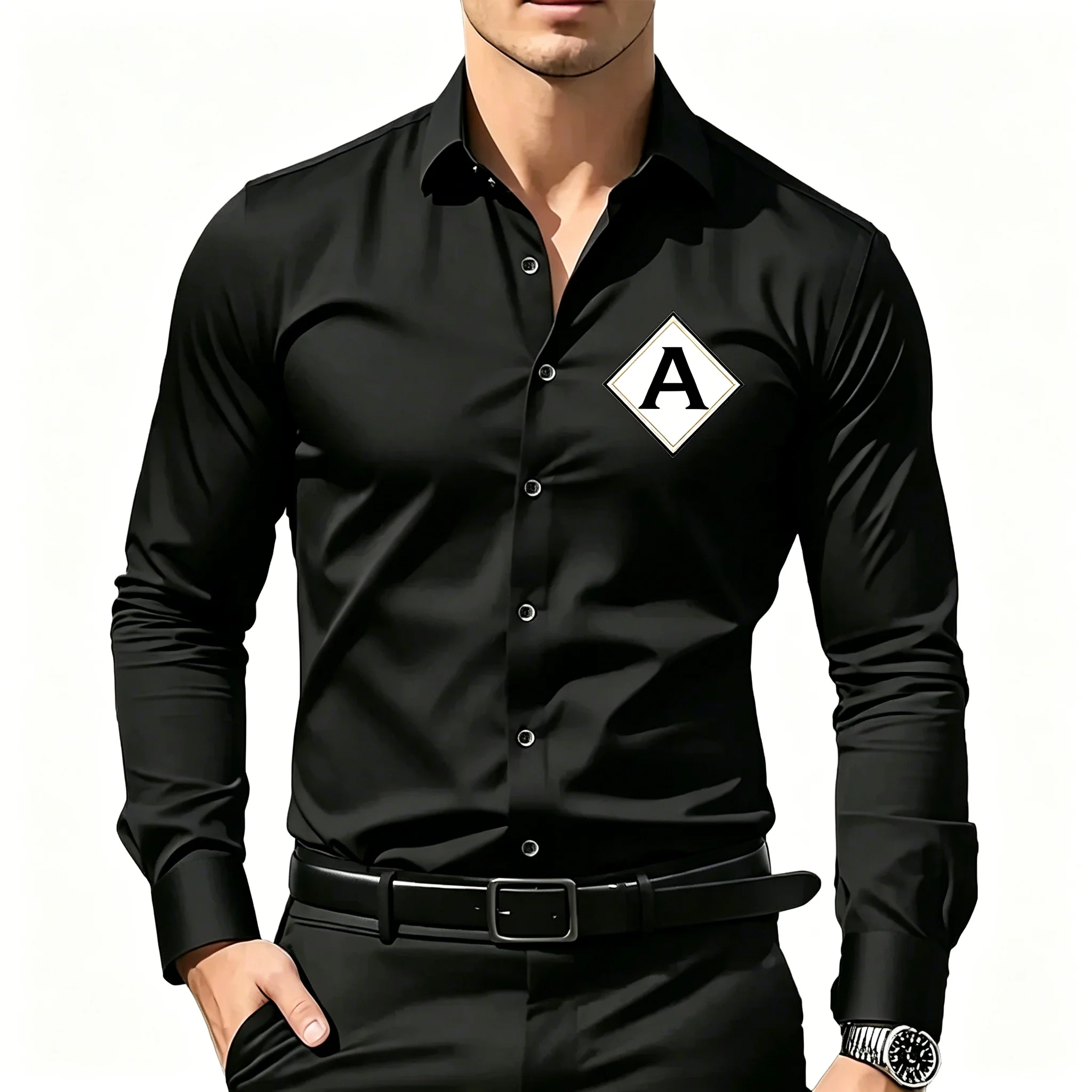 

Men's Slim Fit Long Sleeve Shirt Business Casual Button down Blouse Wrinkle Resistant G Print 5 Colors S-XXL