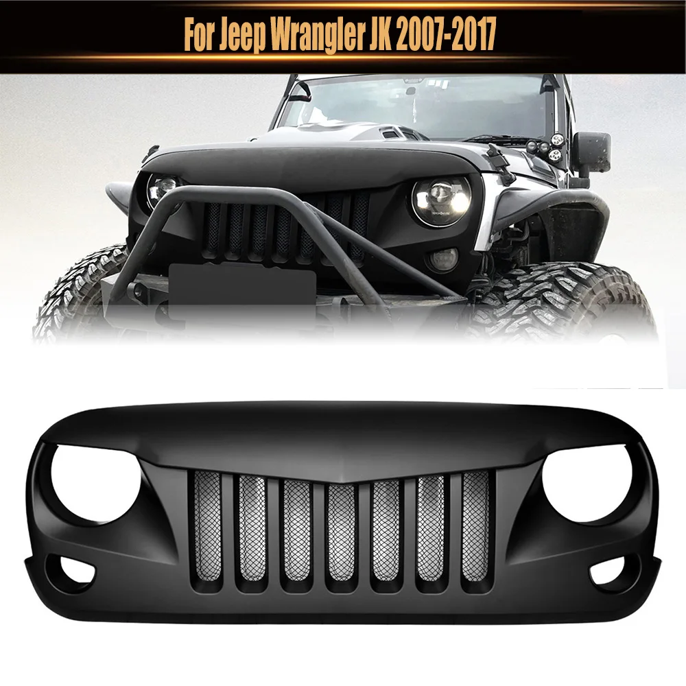 Front Racing Grille Mesh Bumper Mask Cover Grills Guard Grid For Jeep Wrangler JK 2007-2017 Falcon Style Exterior Accessories