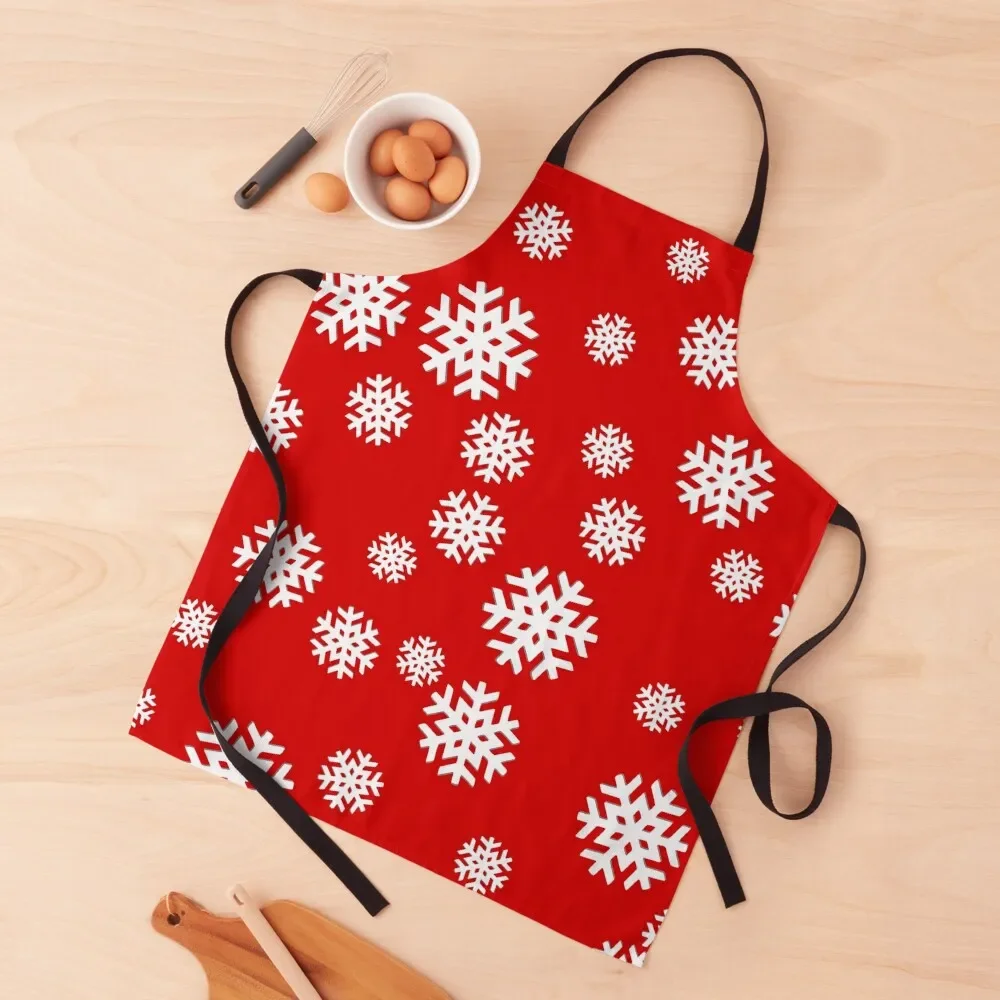 

Snowflakes on Red Background! Apron All For Kitchen And Home Kitchen Apron