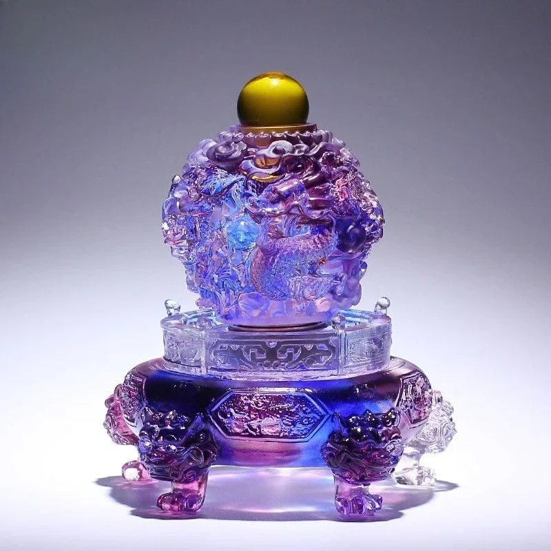 Dragon mascot, high-end glazed handicrafts, auspicious dragon cornucopia, ornament opening gift, office leader light luxury
