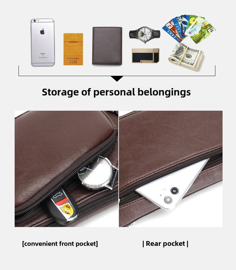 Men's Crossbody Bag Business Large Capacity Waterproof Casual Sports Small Bag PU Leather Feel