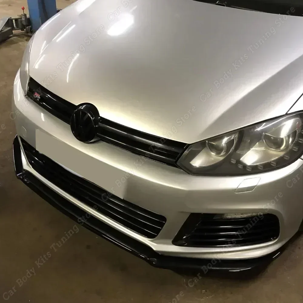 For Volkswagen Golf 6 MK6 R R20 2008-2013 Glossy Black ABS Car Front Bumper Splitter Lip Diffuser Body Kit Spoiler Guard Tuning