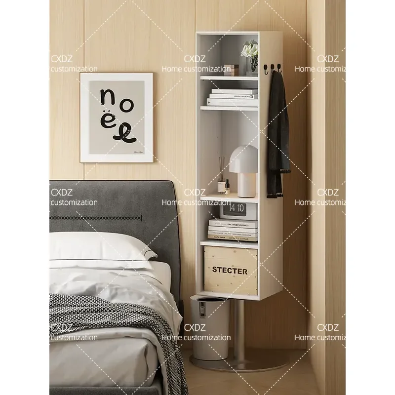 Simple Rotating Mirror Cabinet Multifunctional Bedside Storage with Full Body Mirror 360 Degree Swivel Dressing Table