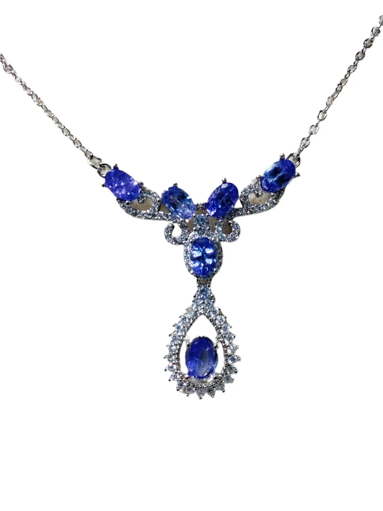 

ZECAA Tanzanite 925 Fine Jewelry Woman Tanzanite Pendant With Natural Tanzanite Gemstone 5*7mm Lady S925 Silver Pendant Jewelry