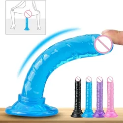 Cheap 6 Colors Small Transparent Dildo Suction Cup Jelly Dick Women Erotic Anal Sex Toys Soft Clitori Vaginal Masturbators Penis