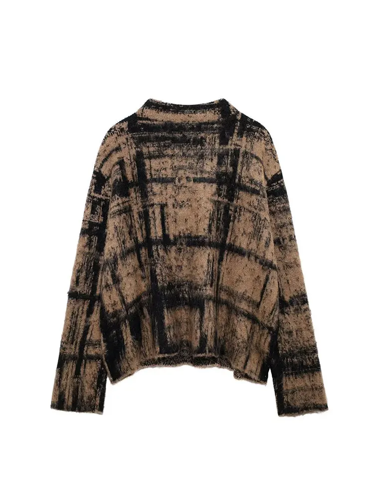 ONKOGENE 2024 Herbst Gestrickte Midi Rock Sets Für Frauen Mode Plaid Jacquard Pullover frauen Anzug Casual Frauen 2 stück Set