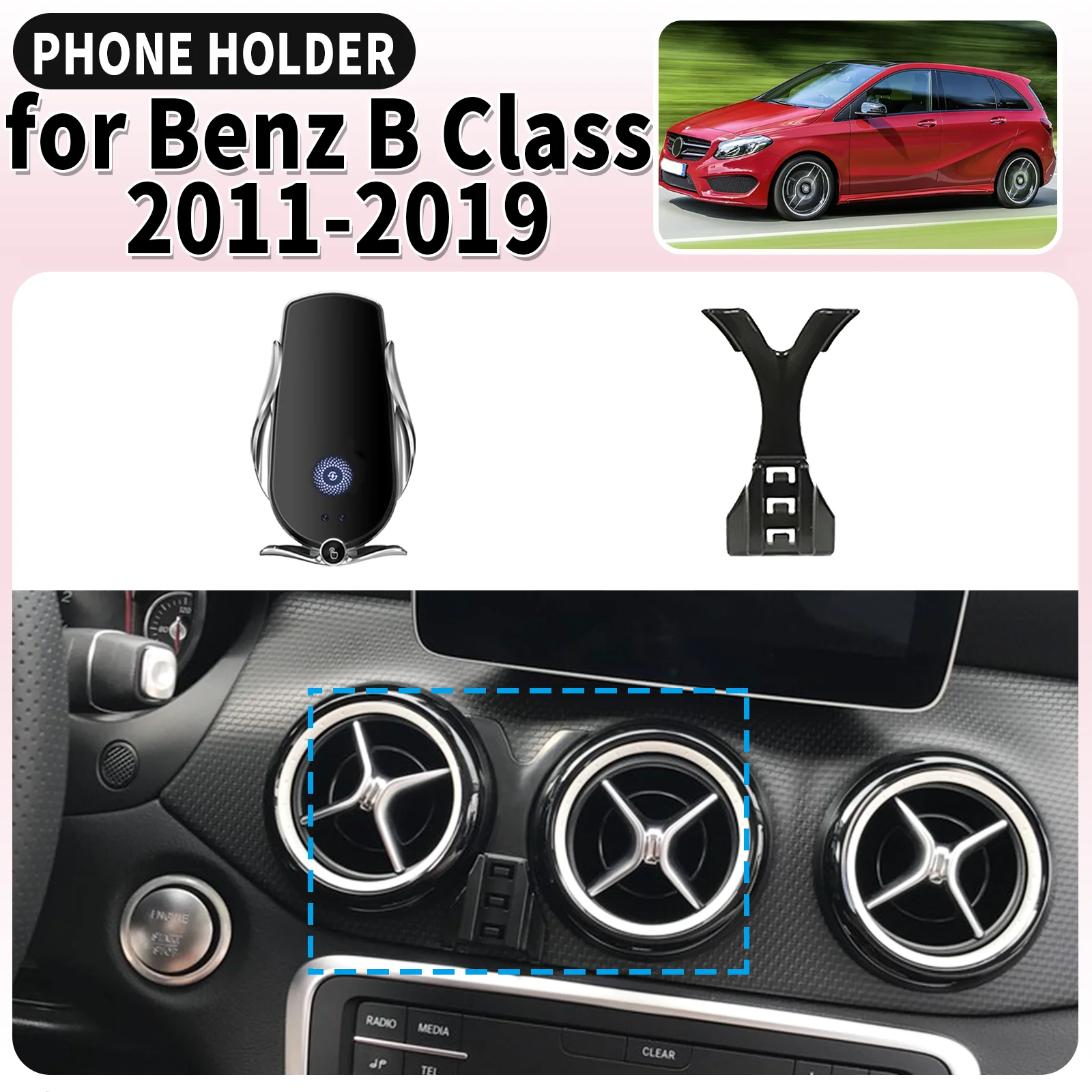 

fit for Mercedes Benz B Class W246 GLA CLA 2011-2019 Screen Base Mount Phone Holder Dedicated Clip-On Navigation Bracket Car