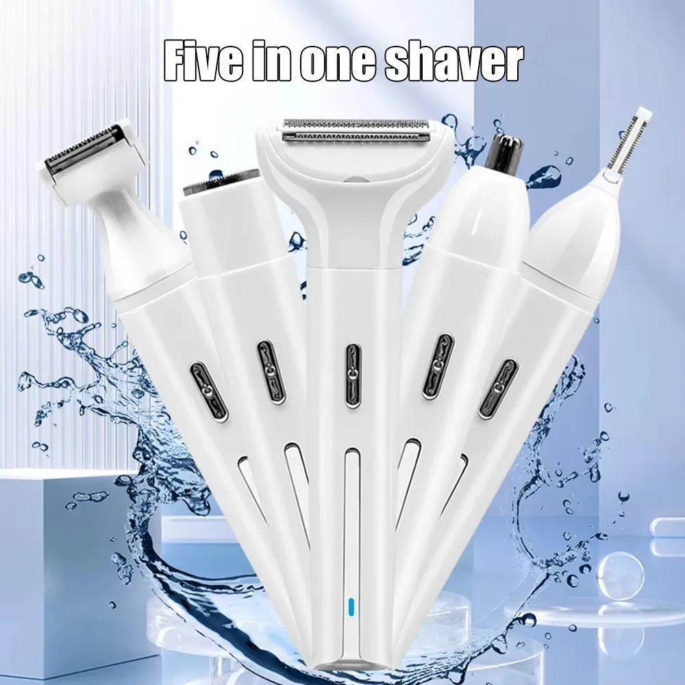 ماكينة حلاقة كهربائية للنساء 5in1 للعناية الحميمة للنساء الكل في واحد شعر الإبط خاص لتقليم شعر العانة والحلاقة
