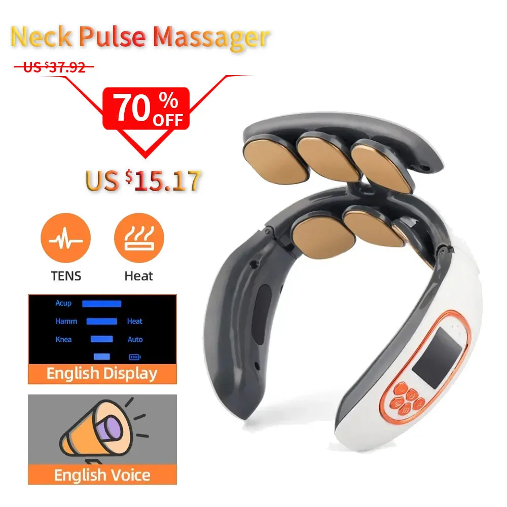 Wireless 6 Heads Smart Neck and Back Massager Cervical Vertebra Body Care Massage Machine