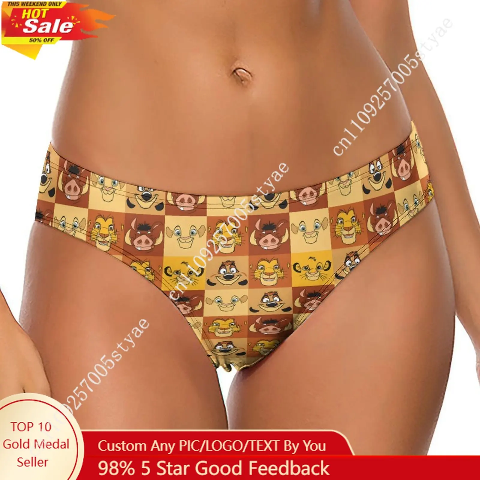

Simba Underpants Disney Cartoon Custom Soft Women Underwear Pure Cotton Comfortable Briefs Design Your Photo Text Logo Thong
