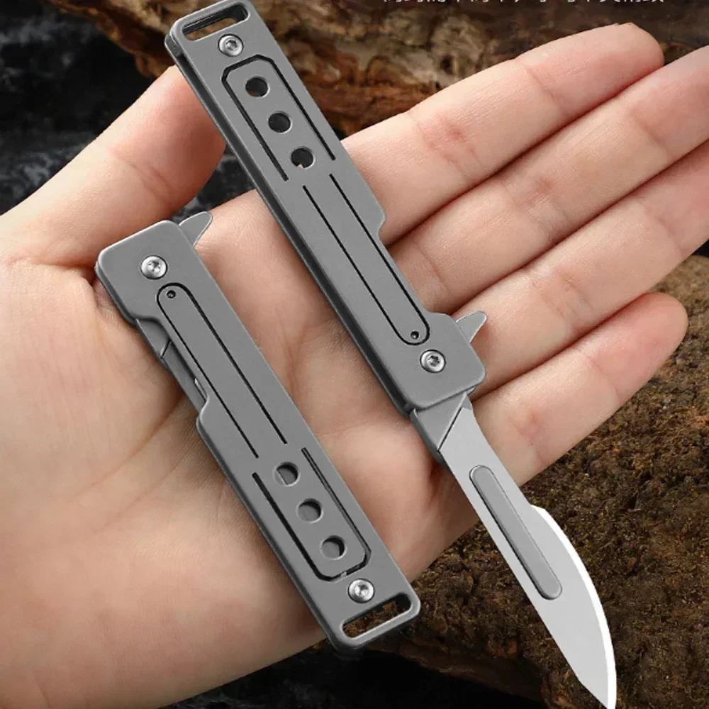 Stainless Steel Surgical Knife Folding EDC Unboxing Pocket Knife, Outdoor Camping Knife with 10 Replaceable Blades, Widely Used