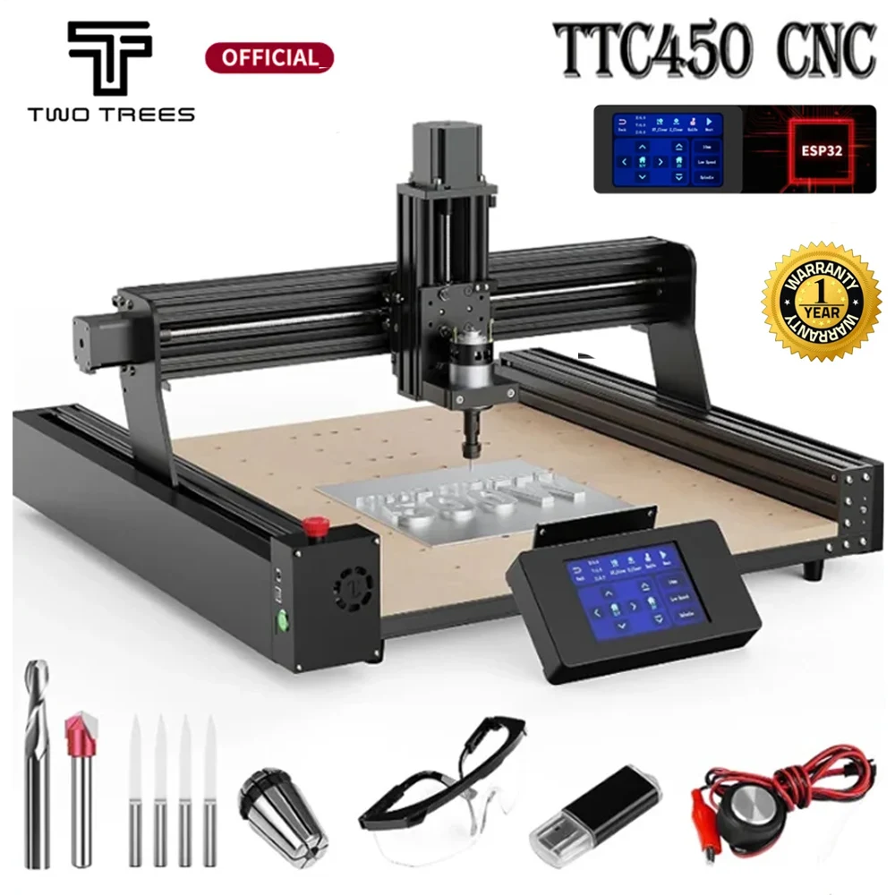 Two Trees TTC450 CNC Milling Cutter for Wood DIY Mini Laser Engraving Machine 3 Axis CNC Router GRBL for Acrylic PCB PVC Metal