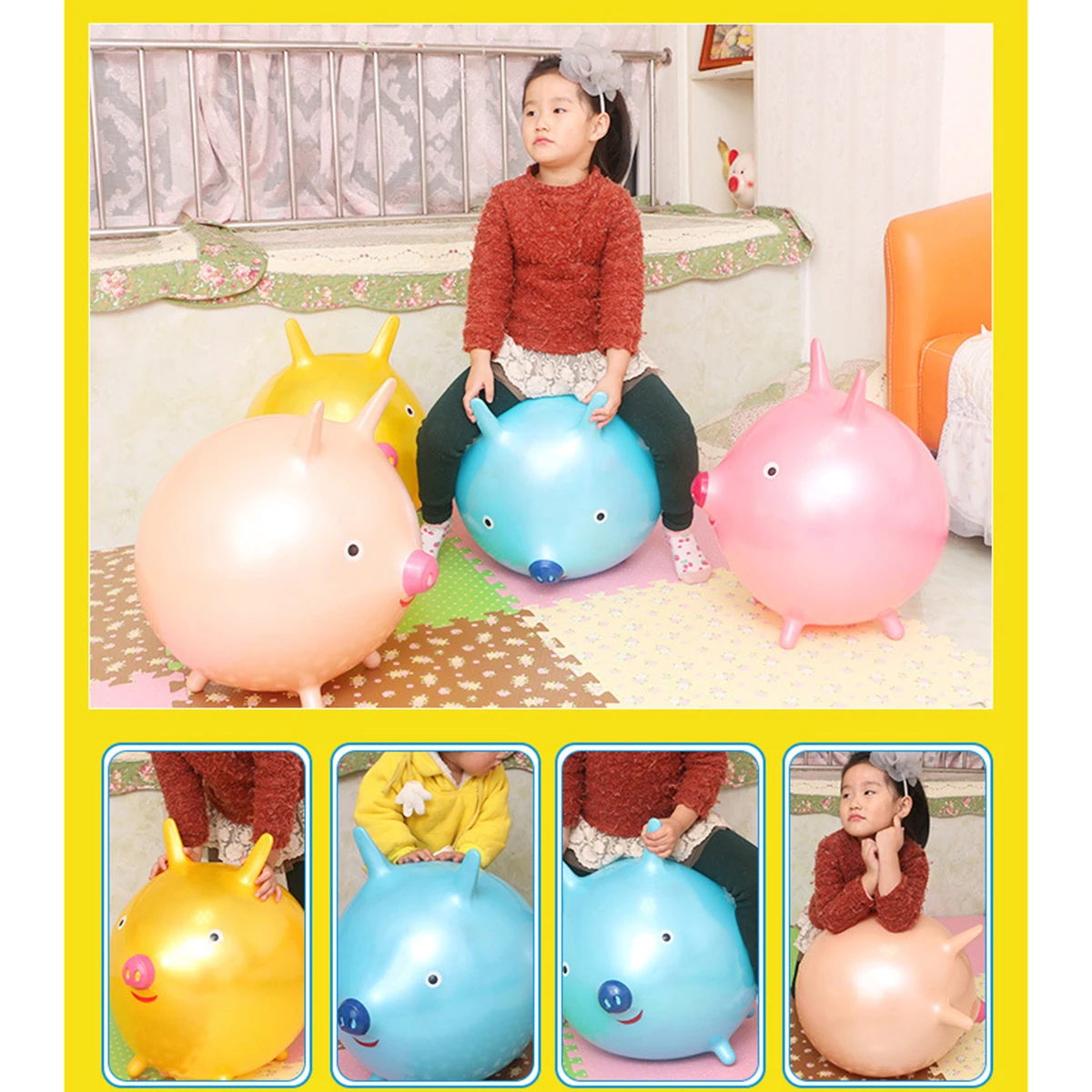 Bouncing Ball Toys Kids Toddler Outdoor Pit Balls Bouncy Cartoon Thicken