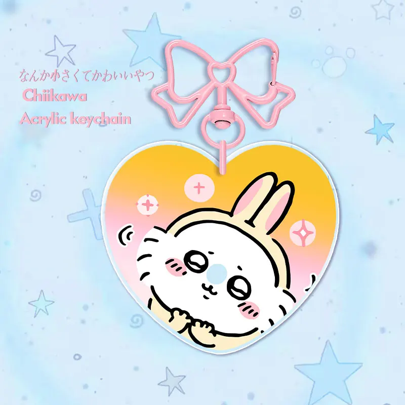 LLavero acrílico de 6CM para Chiikawa, accesorios decorativos de Anime, colgante, hebilla de Nudo de mariposa, bonito regalo Usagi