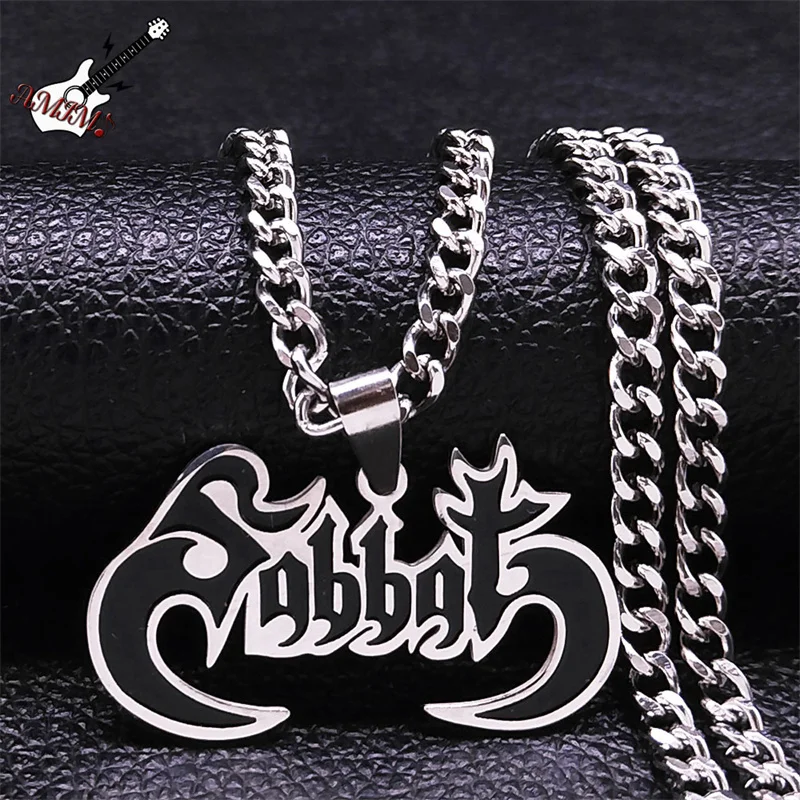 Punk SABBAT Pendant Necklace Stainless Steel Silver Color Black Heavy Metal Music Band Necklaces Jewelry corrente masculina