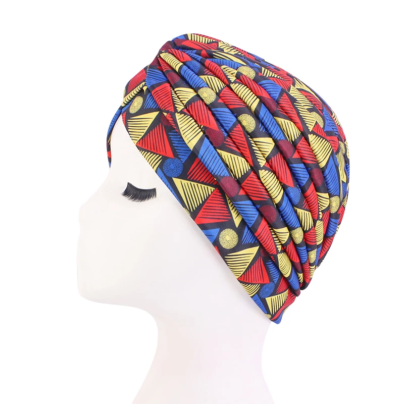 New Women Printed knot turban Indian Muslim Headwraps Chemo Cap Hijab Beanie Bonnet Head Wrap Bandanas Hair Loss Headscarf