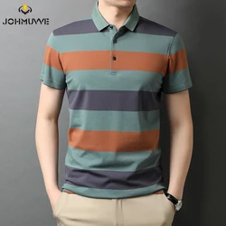 JOHMUVVE Fast Shipping Spring/Summer Striped Men's Short Sleeve POLO Shirt Casual Short Sleeve Top Men's T-Shirt