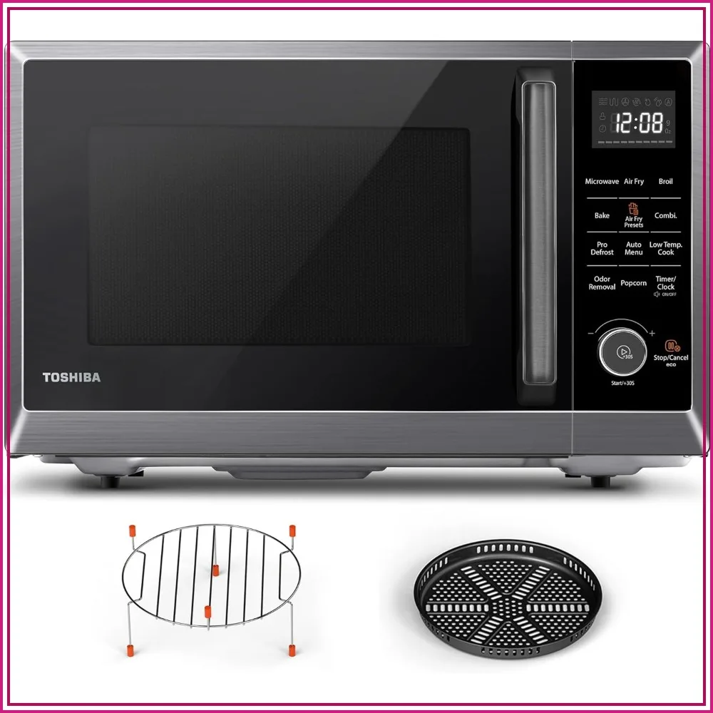 

8-in-1 Countertop Microwave Oven with Air Fryer, Convection, Broil, 1.0 Cu.ft, Position Memory Turntable, Black Stainless Steel