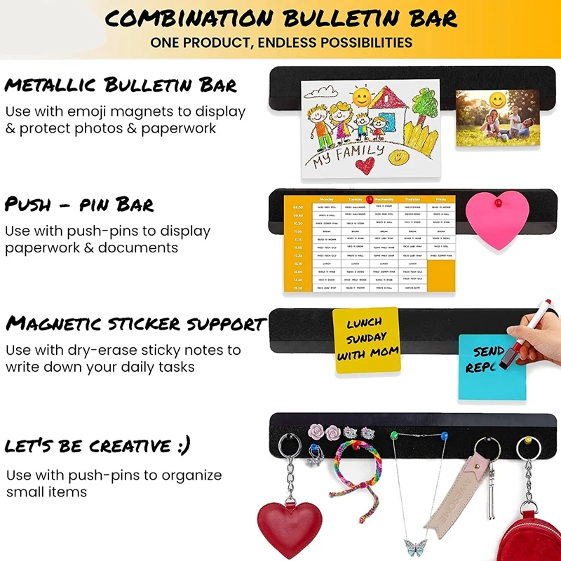 壁装飾用磁気メモボード、フェルトボード、メッセージボード、家庭、教室、オフィス、5個