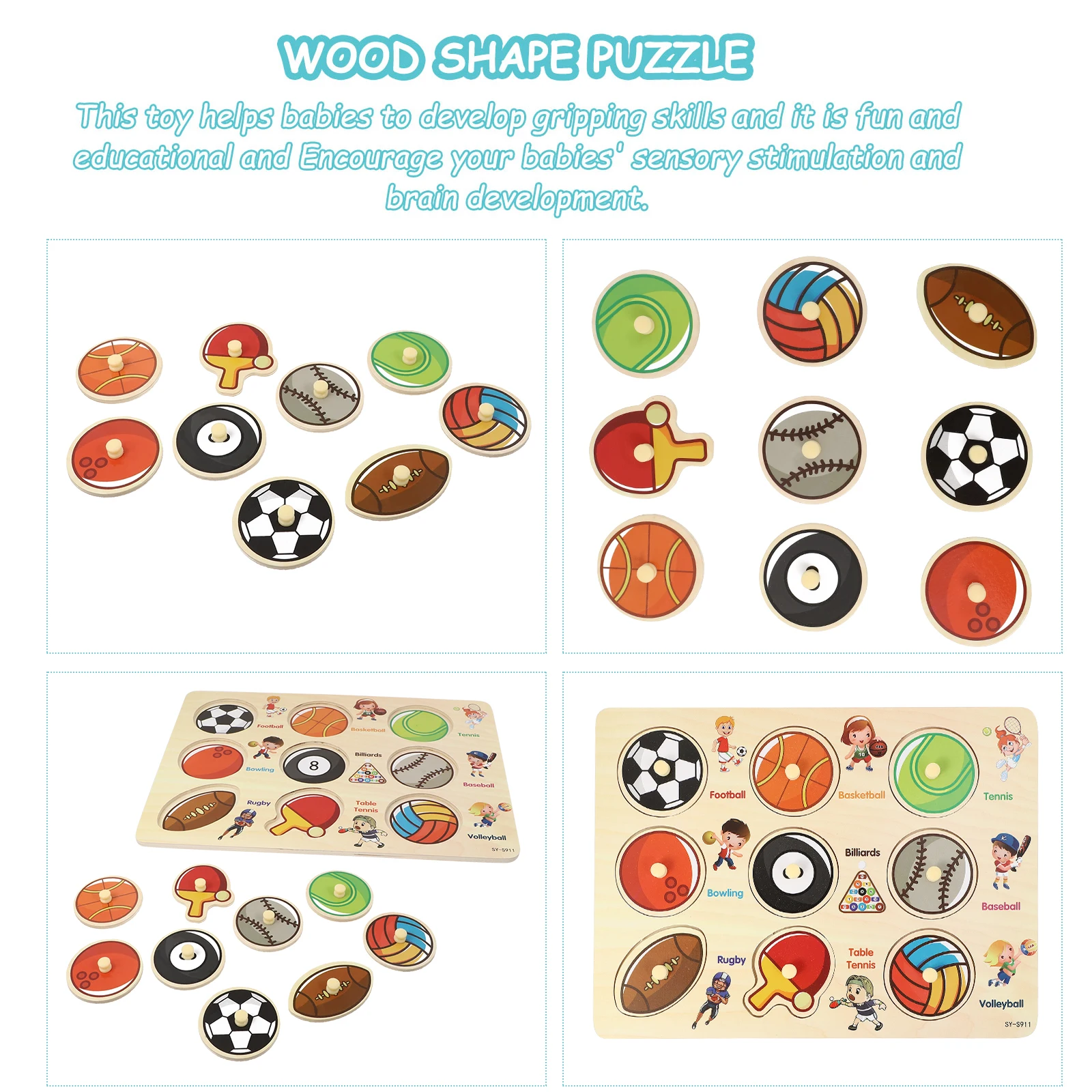 

1 set 1 Set Wooden Puzzle Board Cartoon Matching Jigsaw Educational For Kids Learning Shapes Colors Imagination Eye-Hand