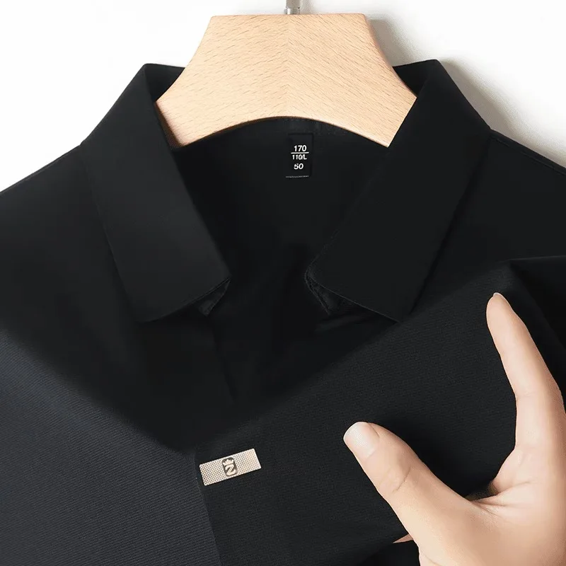 Light luxury fashionable men's shirt with no zipper design polo