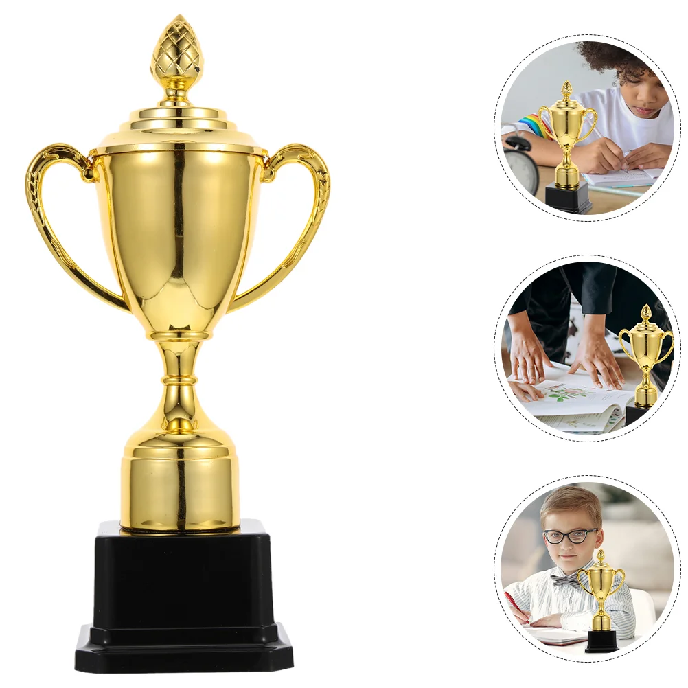 

2 Pcs Trophy Decor Celebration Prop Cup Ceremony Small Football Competition Plastic Winner Student Child Award