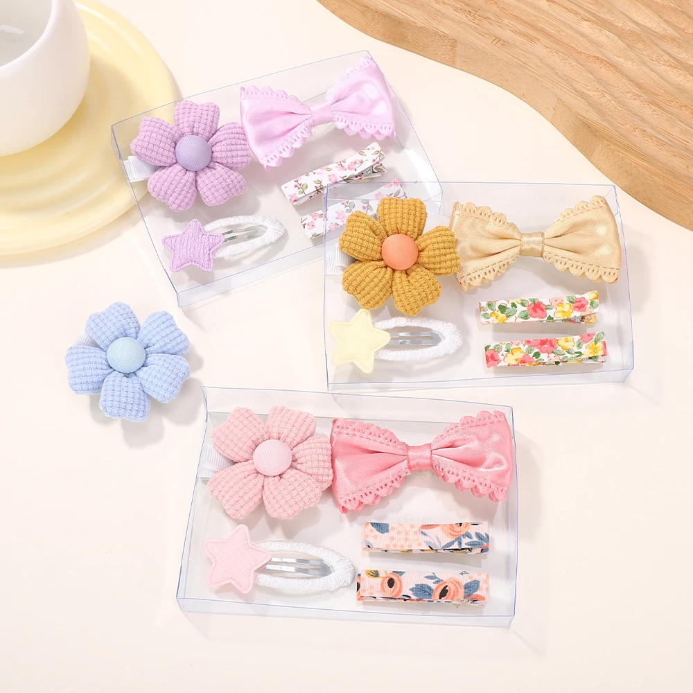 Baby Girl Hair Bangs Hairclip Set Floral Bow Bunny Princess Hairpin for Toddler Girl Fresh Side Clip Children Hair Accessories image 6