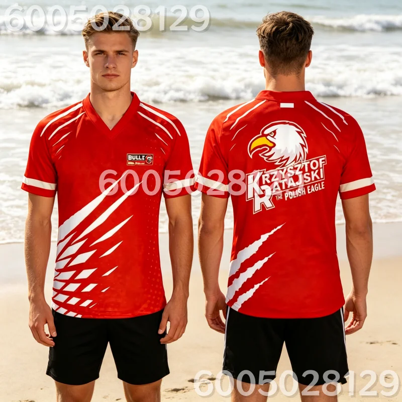 2026 Bull's Krysztof Ratajski Match Shirt Offizielles Shirt Darts Shirt Sport Schnelltrocknend Herren T-Shirt Kinder Damen Familie Kinder T-Shirts – Detail 1