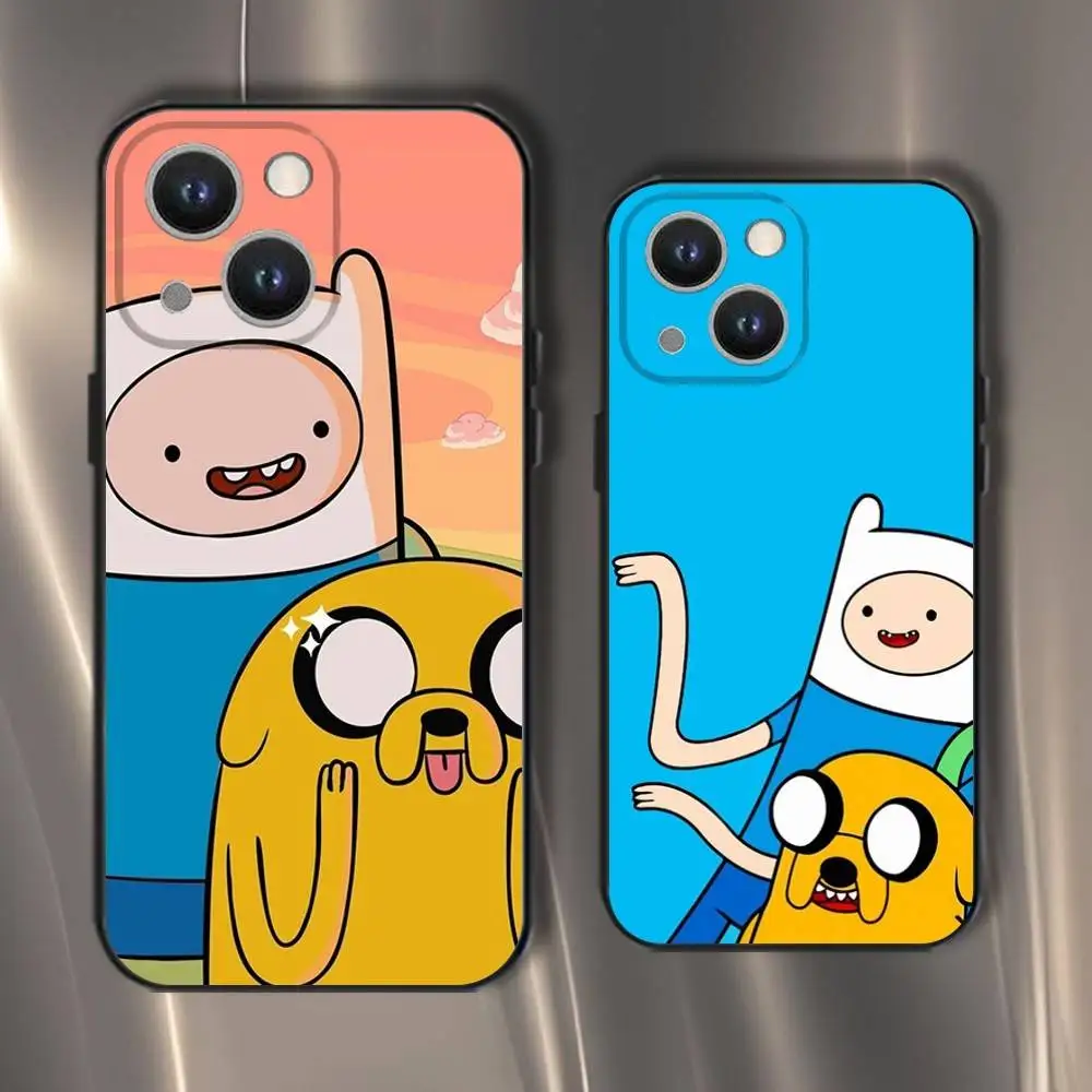 

Cartoon A-Adventure Time Jake Finn Phone Case For iPhone 16,15,14,13,12,11,Pro,XS,Max,XR,Plus,E,SE4,Mini Black Soft Cover