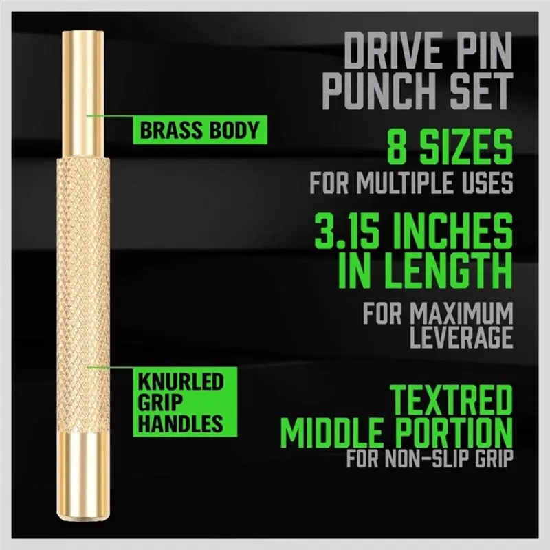 SHGO-Brass Pin Drive Punch Set 8-Piece 1/8
