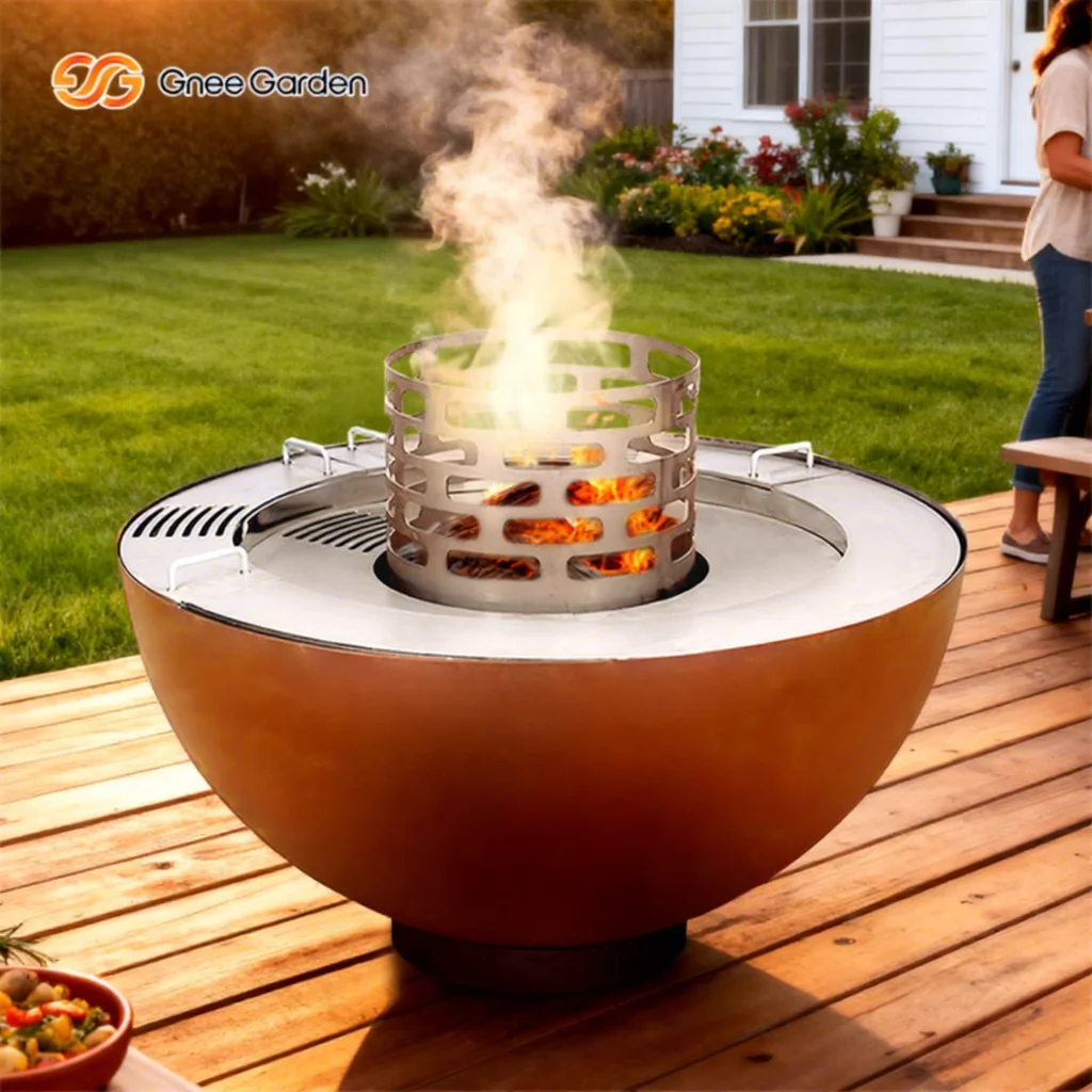 Outdoor Garden Rust Corten Steel Fire Charcoal Grill Corten