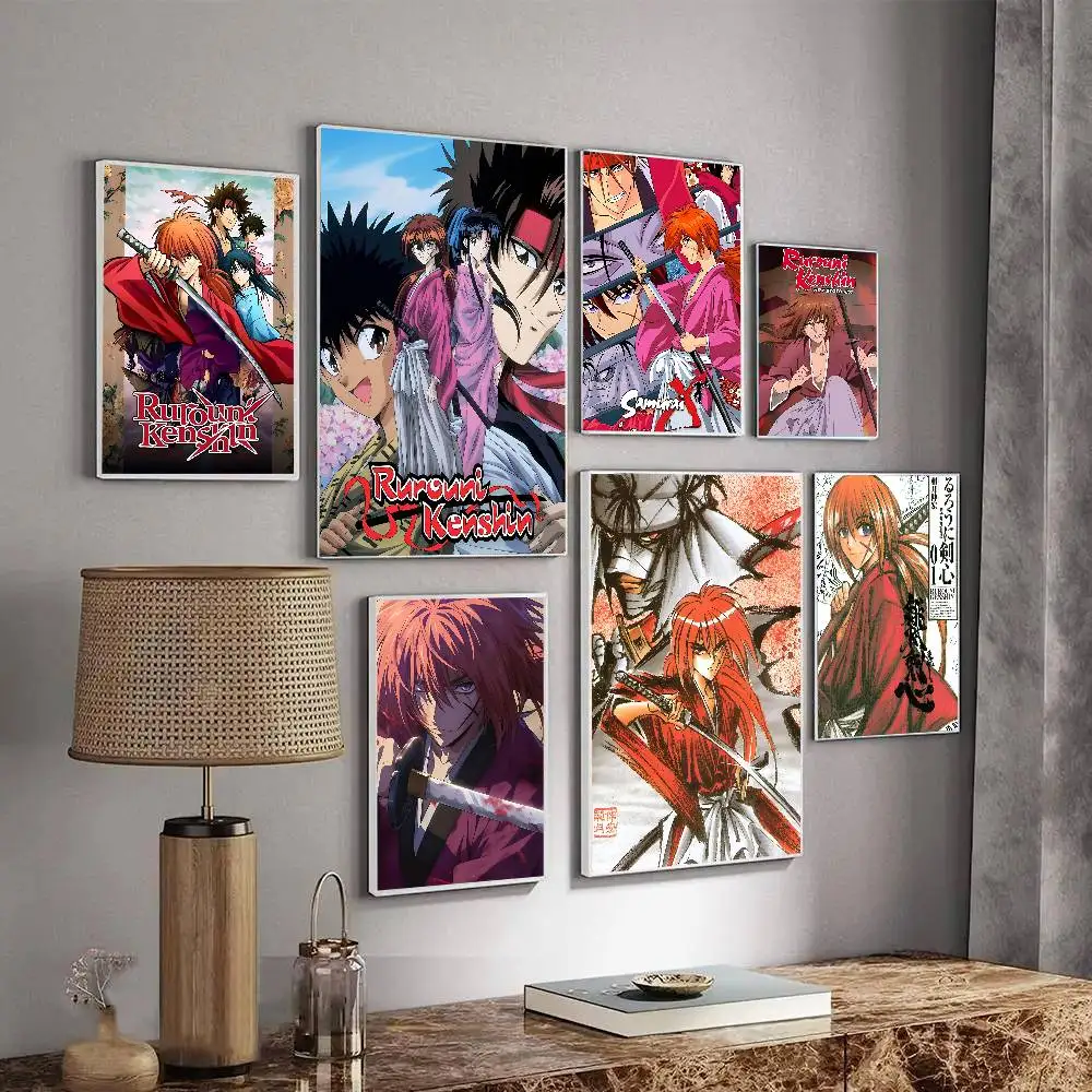 1pc Anime Rurouni Kenshin Poster Sticker Print Waterproof Wall Art For Living Room Bedroom Home Decor
