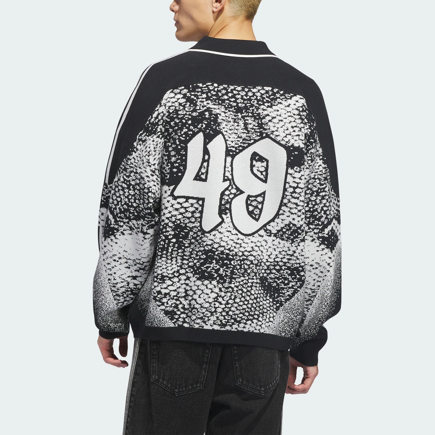 Adidas genuine clover new couple style black and white knitted sweater JZ7251