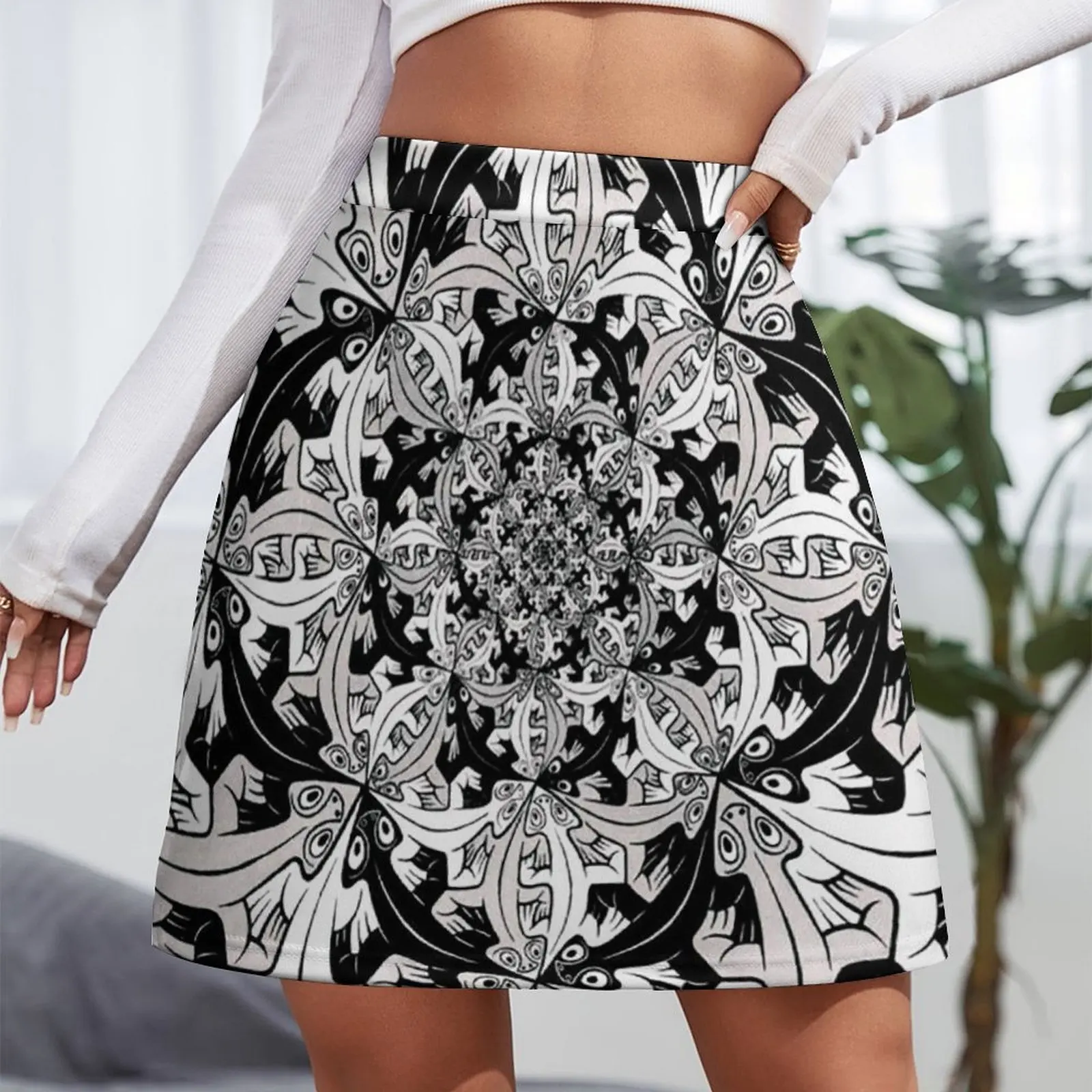 M.C. Rok Mini Escher Rok Satin Rok Wanita Rok Bergaya Wanita