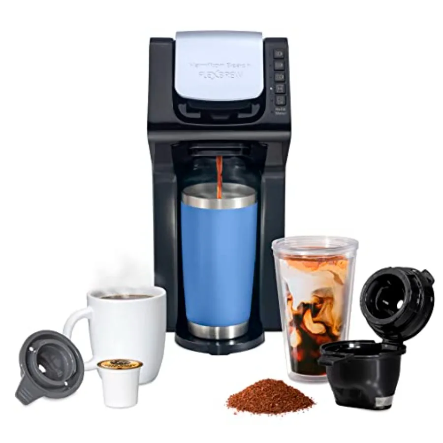 Gen 4 FlexBrew Cafetera helada caliente SingleServe con depósito extraíble Compatible con paquetes de cápsulas y patos 50 oz 4 Br rápido