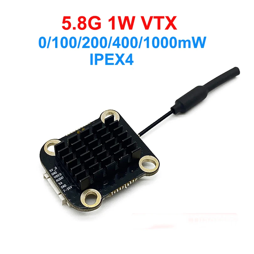 

5.8G 1W VTX 48CH VTX Transmission Input Voltage 7-26V Transmission Power 0/100/200/400/1000mW IPEX4 Antenna