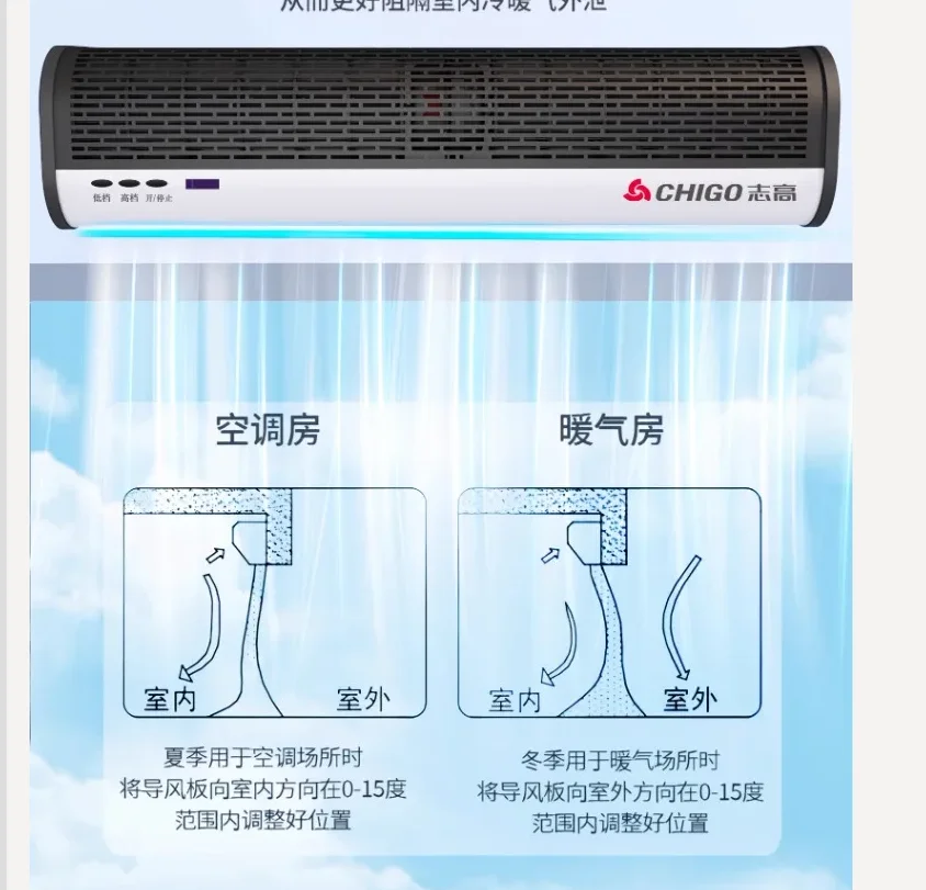 

220 В Chigo Коммерческая бесшумная воздушная завеса для ресторанов, магазинов, супермаркетов, холодного хранения, ветрозащитный барьер BD