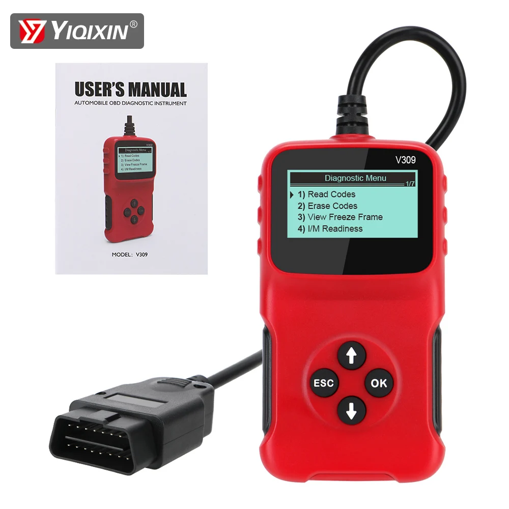 

V309 OBD2 сканер диагностический инструмент автомобильный двигатель считыватель проблемных кодов проверка освещения двигателя Troubleshooter OBD стирание кодов неисправностей