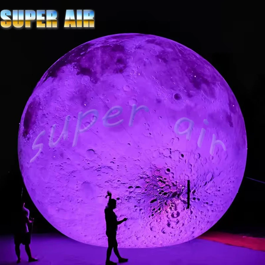 Giant hanging customized inflatable moon planet model toys with colorful led lighting for advertising decoration