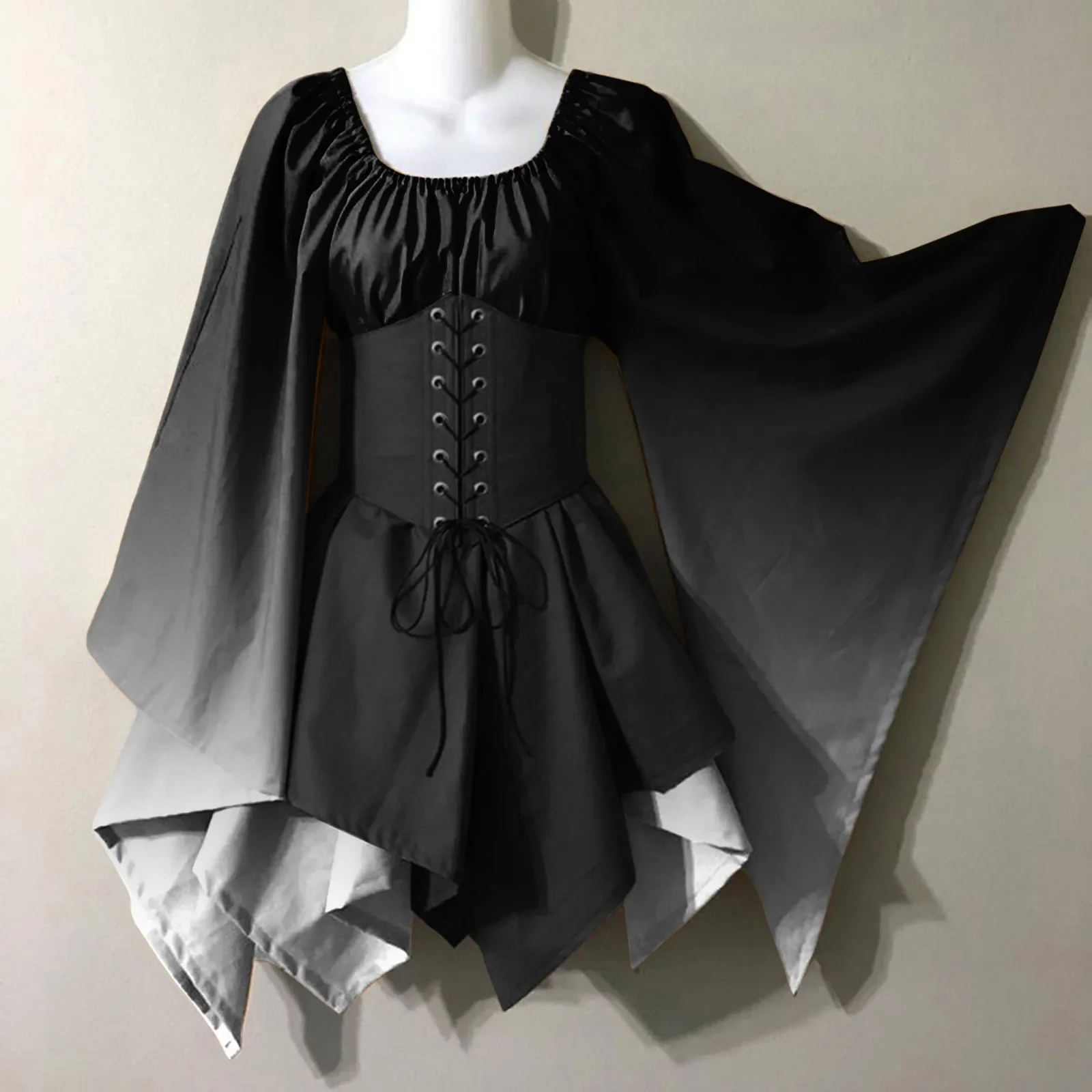 Robe de Cosplay Rétro a Imprimé Dégradé para mujer, Tenue de espectáculo de Halloween, Renacimiento du Moyen Âge