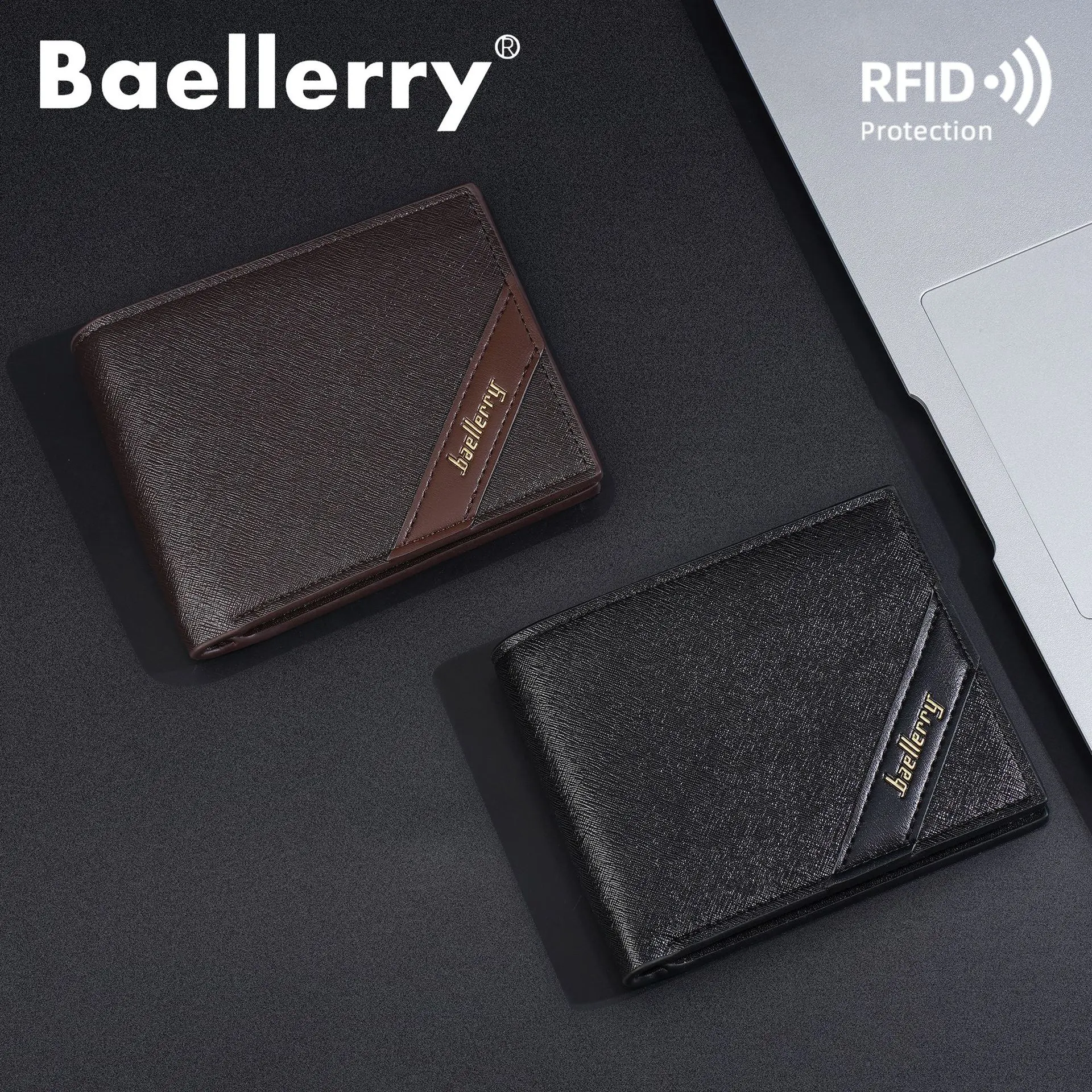Anti-magnetic theft brush men's advanced RFID men's short coin zipper business wallet