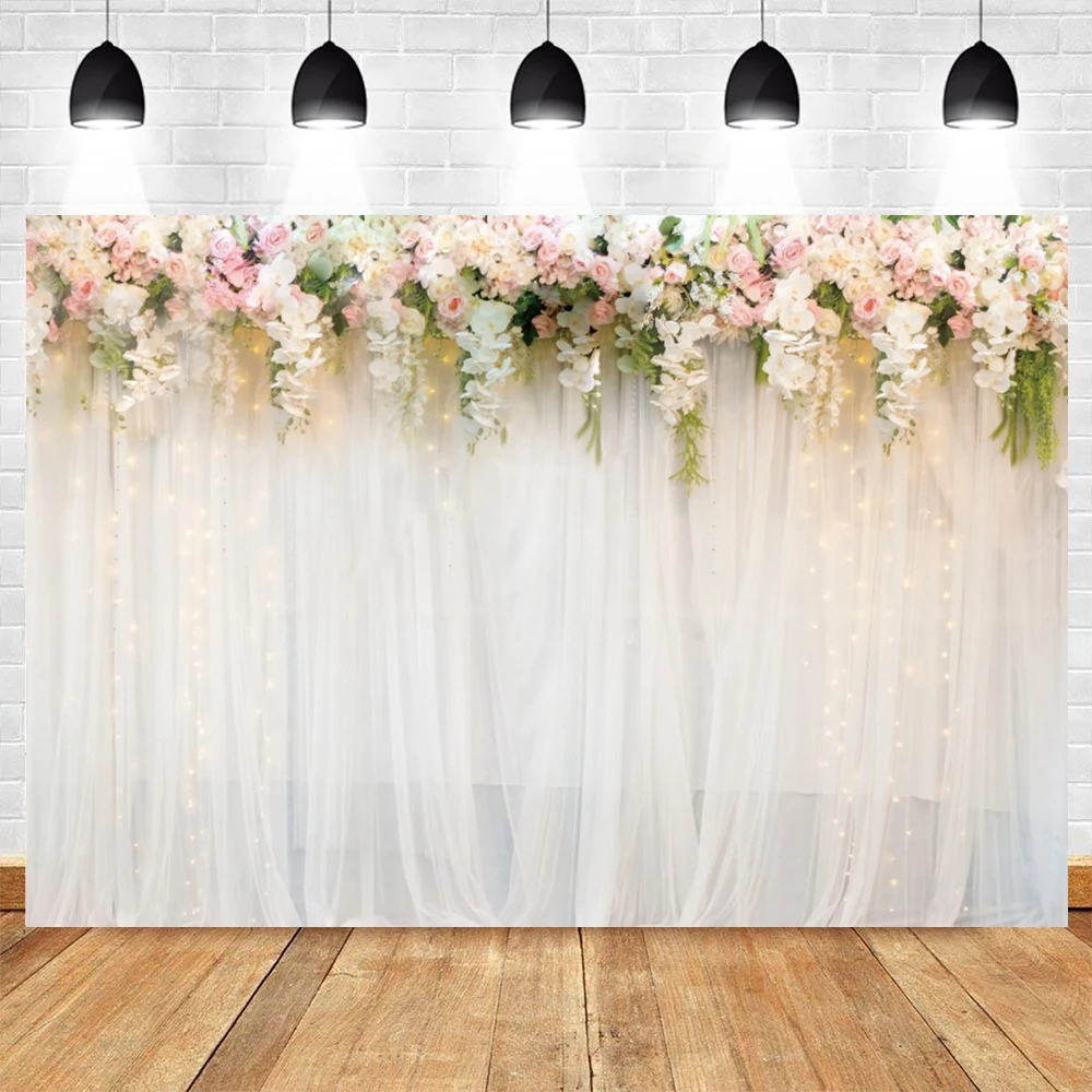 Flower Wall Wedding Photography Backdrop Floral Bridal Shower Engaged Ceremony Party Baby Birthday Background Photo Studio Props