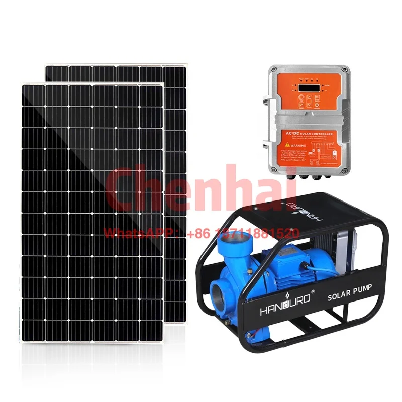 

3HP Solar Surface Water Pump 70m3/h Flow AC/DC 4 Inch 2.2KW Power Water Pump System For Irrigation 24M Max Head